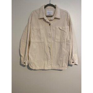 Celebrity Pink M Corduroy Button-Up Shirt Jacket Cream Casual Shacket